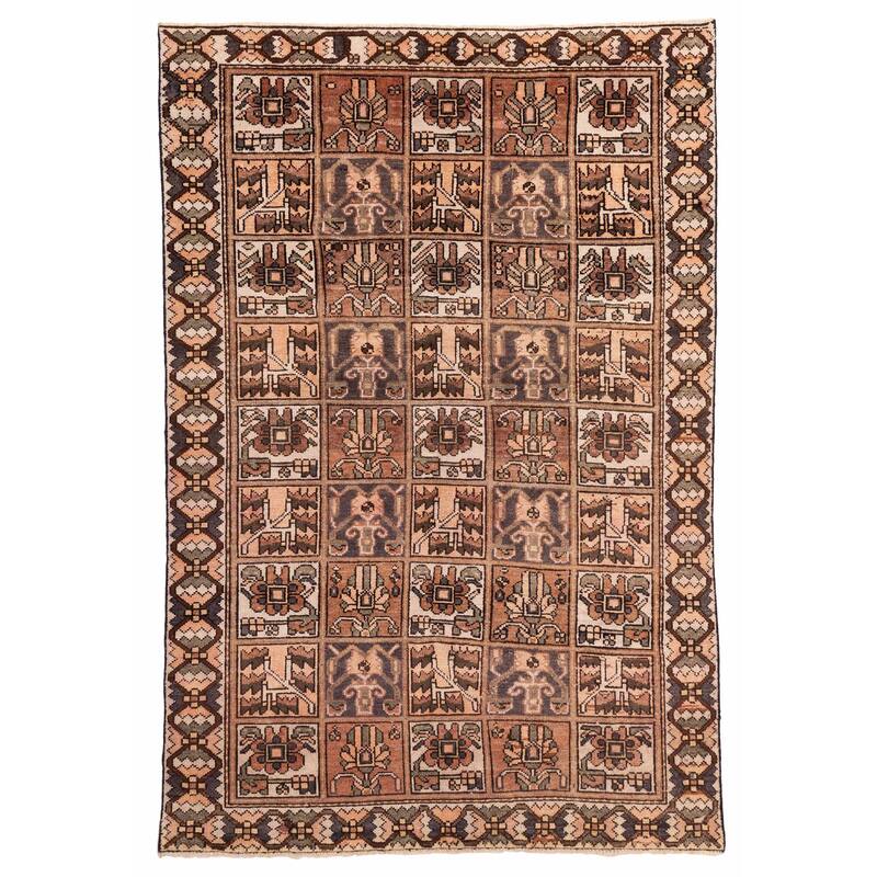 ECARPETGALLERY Hand-knotted Kayseri Vintage Brown Wool Rug - 6'2 x 9'2