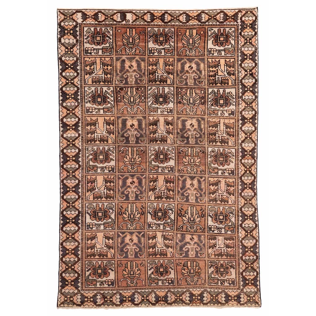ECARPETGALLERY Hand-knotted Kayseri Vintage Brown Wool Rug - 6'2 x 9'2
