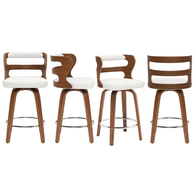 26 in. Swivel Counter Bar Stools, Bar stool with Bent Wood Legs & Round Footrest - 26" H
