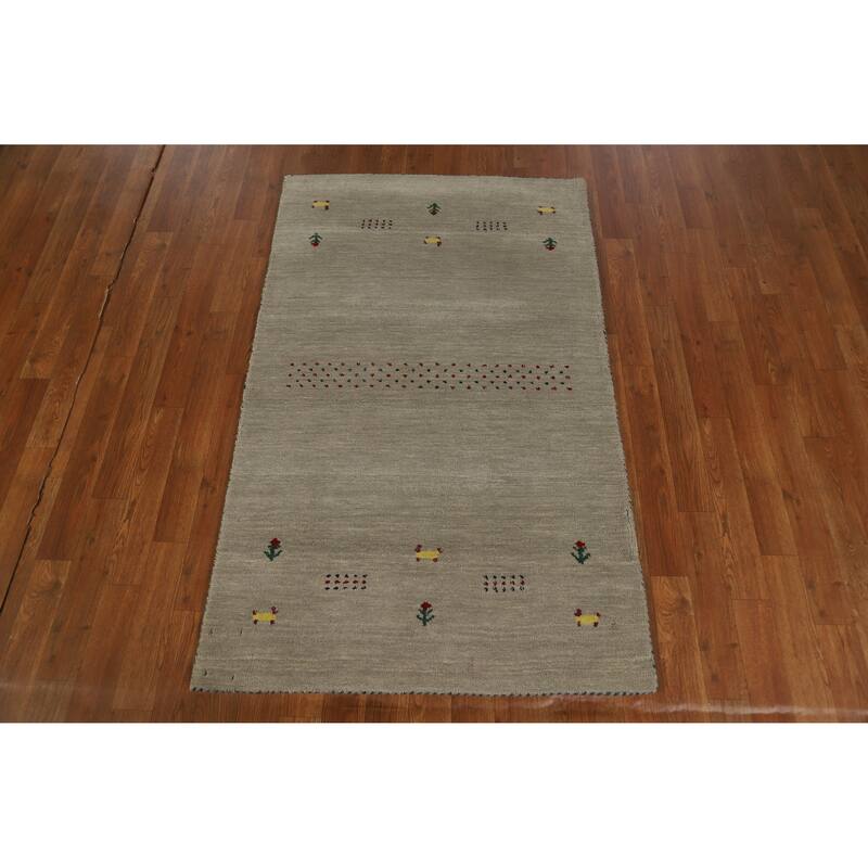 Hand Knotted Oriental 100% Wool Carpet Tribal Tribal Green Gabbeh Area Rug - 5' 0'' X 3' 0''