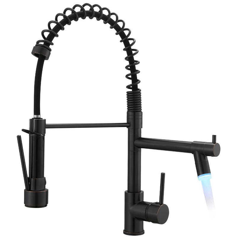 Pull Down Kitchen Faucet with Sprayer - Faucet With LED Light