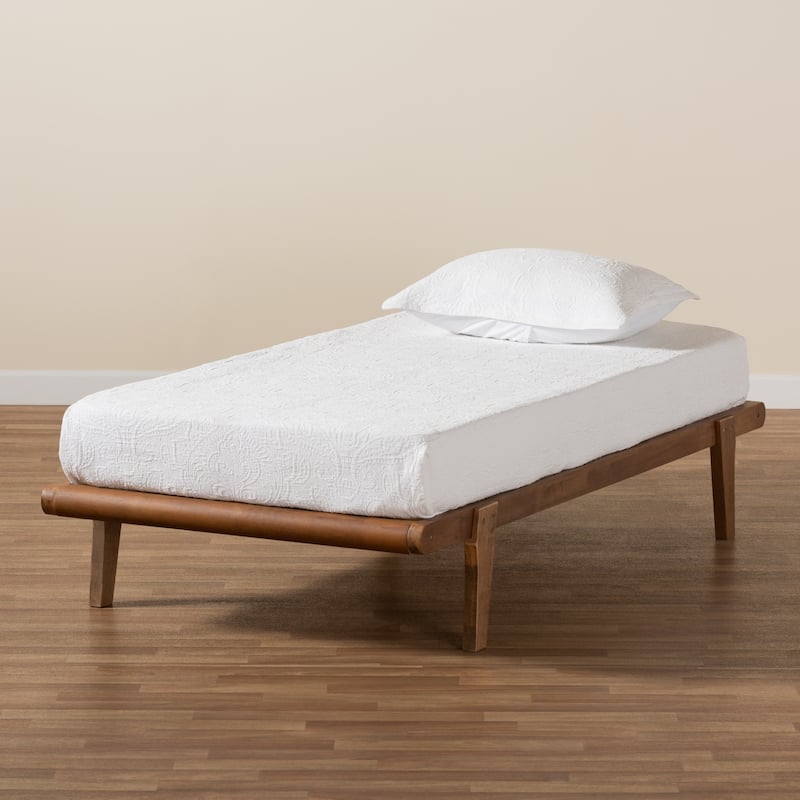 Kaia Walnut Brown Finished Wood Twin Size Platform Bed Frame