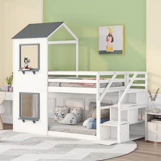 Twin over Twin Wood Bunk Bed with Storage Stairs - Bed Bath & Beyond ...