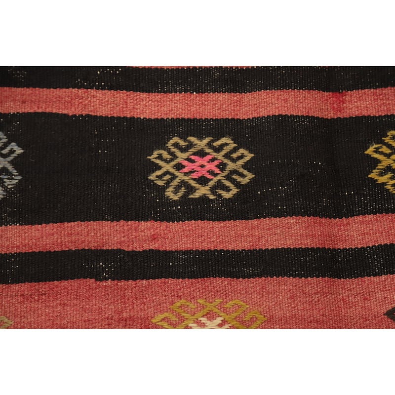 Hand Woven Oriental 100% Wool Carpet Southwestern Tribal Multi-Colored Kilim Area Rug - 9' 8'' X 5' 10''