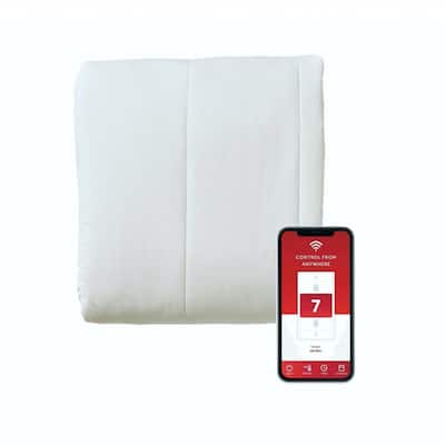 Sunbeam King Size Electric Mattress Pad Wi-Fi Connection - Clean White