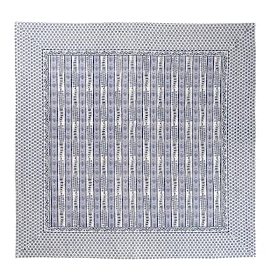Couleur Nature Provence Avignon Tablecloth - Blue/Marine - 90" x 90" - 90" x 90"