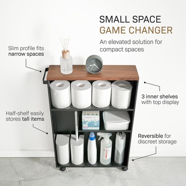 Yamazaki Home Rolling Storage Cart, Steel, Minimal Assembly - L
