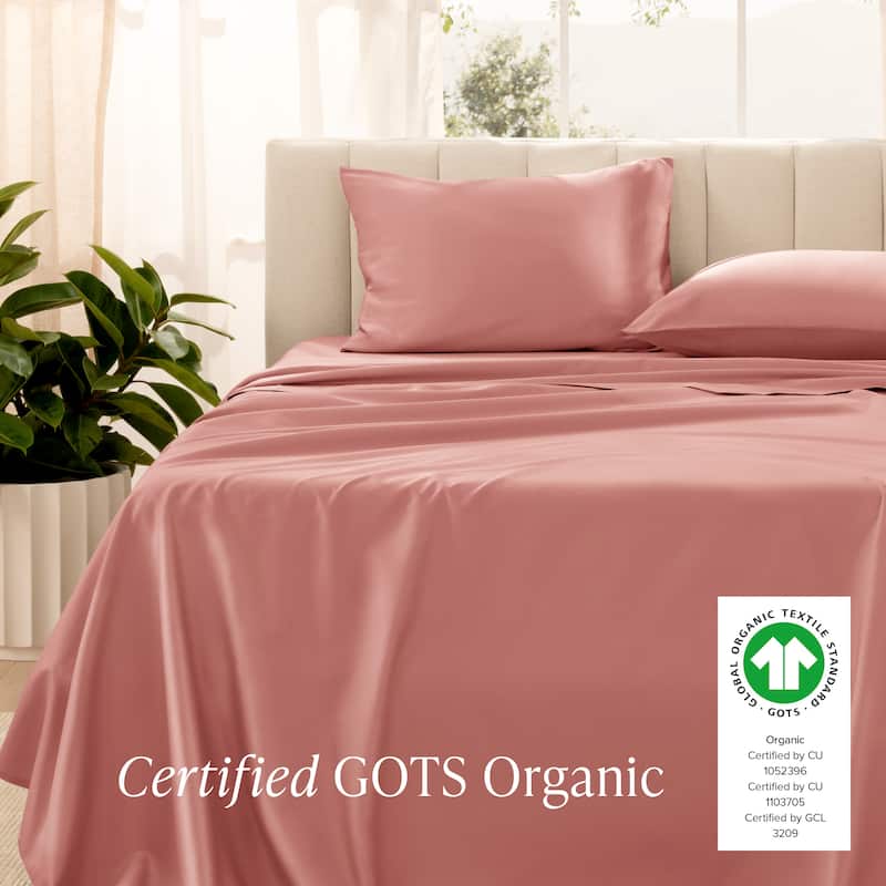 Bare Home Organic Cotton Sheet Set - Silky Smooth Sateen Weave