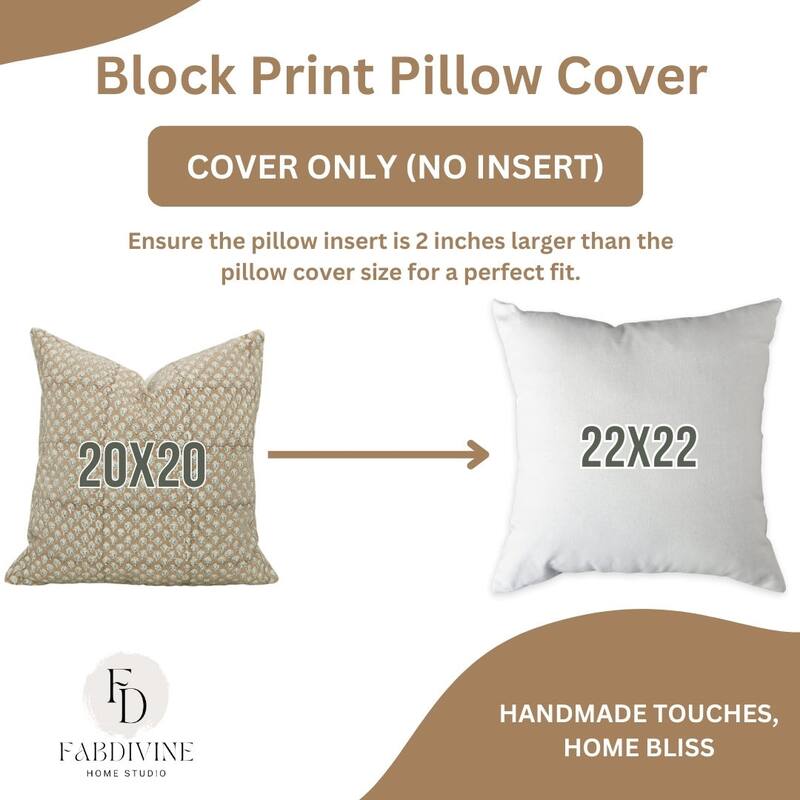 Cotton Farmhouse Block print pillow Cover - Mogra