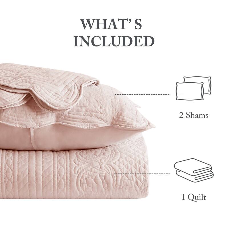 Madison Park Marino 3 Piece Reversible Scalloped Edge Quilt Set