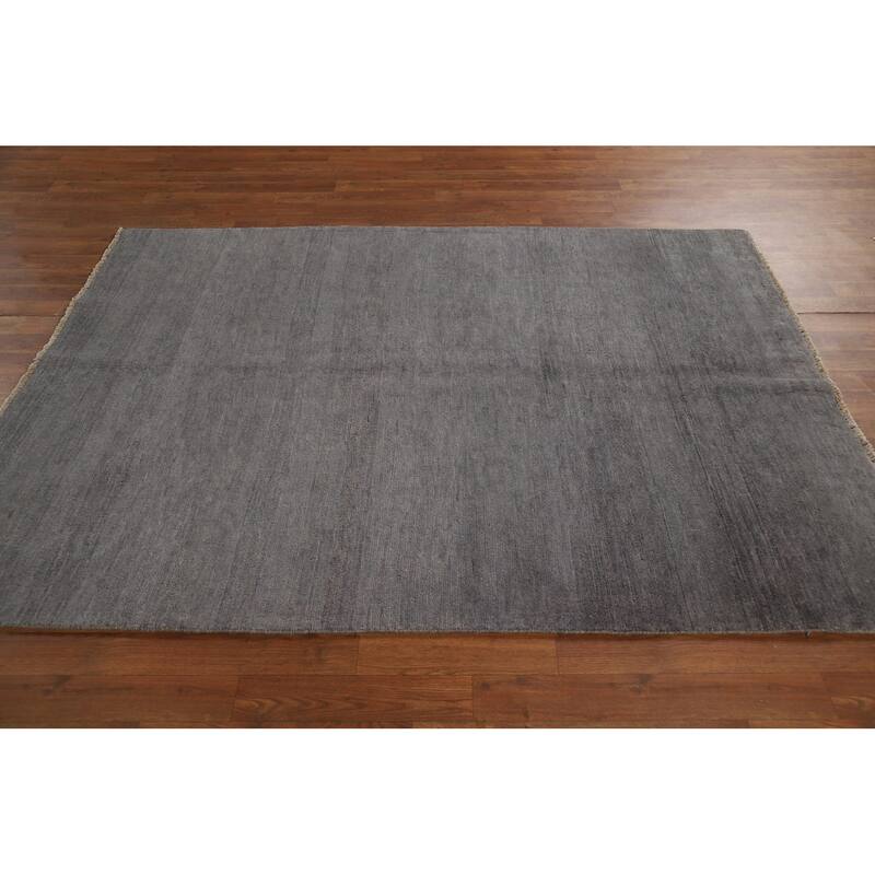 Gray Gabbeh Modern Area Rug Hand-Knotted Wool Carpet - 4'11" x 6'6"
