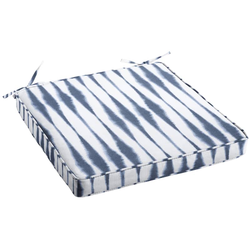 Sorra Home Blue and White Ikat Stripe Indoor/Outdoor Bristol Chair Cushions (Set of 2)