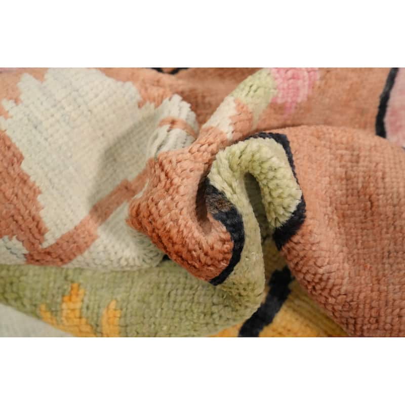 Hand Knotted Oriental 100% Wool Carpet Modern Geometric Multi-Colored Gabbeh Area Rug - 8' 10'' X 6' 1''