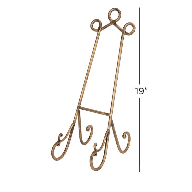 Metal Scroll Display Easel - Gold, Black or Brown - Roche River Decor - Gold -  7"W, 19"H