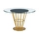 preview thumbnail 15 of 28, Veronica 48 inch Glass and Walnut Wood Round Dining Table with Metal Base