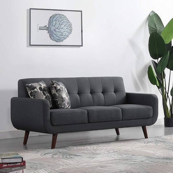 Upholstered Linen Fabric Sleeper Sofa Modern Tufted Loveseat Entertainment Futon Sofa Bed 3 Seats Dark Grey Overstock 28391294