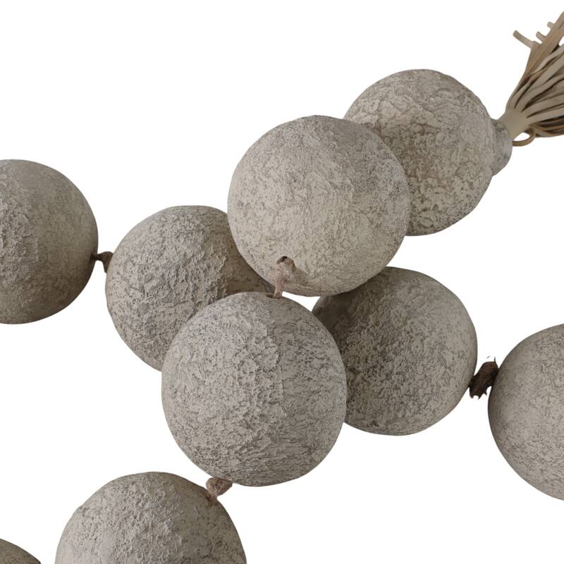 Ecomix Bead Strand with Leather Tassels and Chiseled Texture Detailing - 53" x 3" x 3"