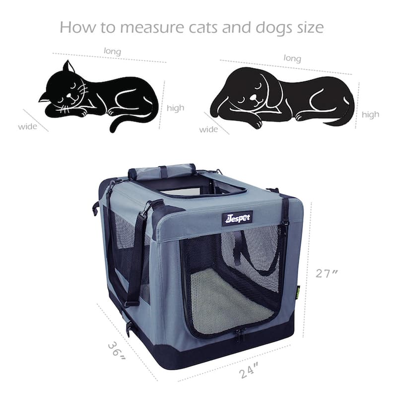 JESPET Indoor & Outdoor 3-Door Collapsible Soft-Sided Dog Crate