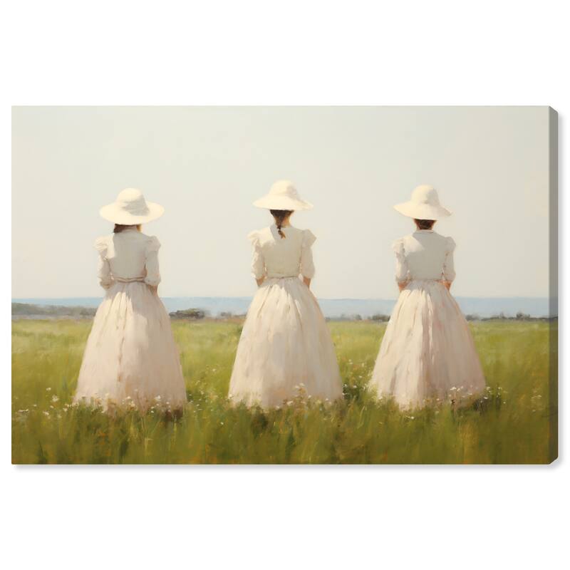 Wynwood Studio Canvas Classic and Figurative Ladies from the field White and Cream White Traditional Wall Art Canvas Print