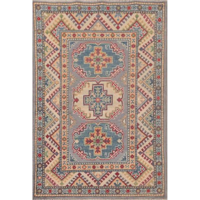 Geometric Kazak Oriental Foyer Rug Handmade Traditional Wool Carpet - 2'9" x 4'1"