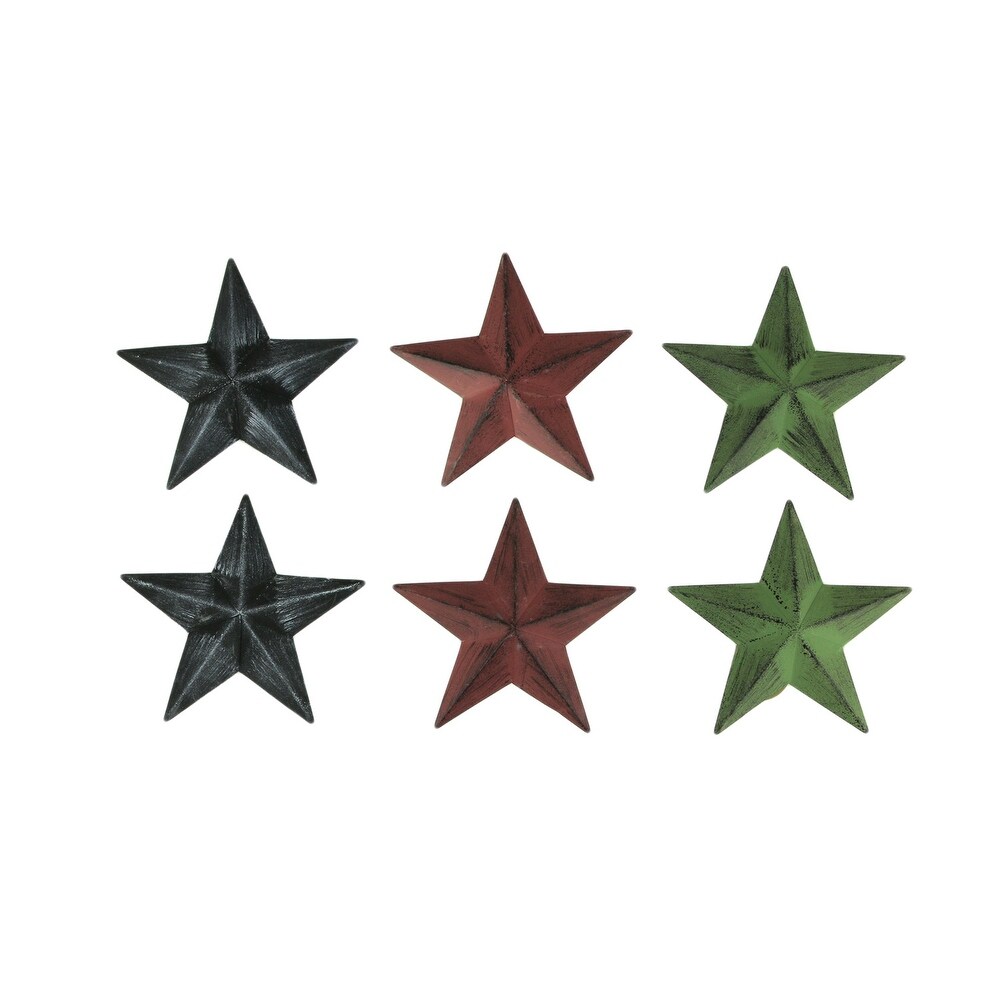 Red Green And Black Metal Hanging Stars Set Of 6 Overstock 28986874