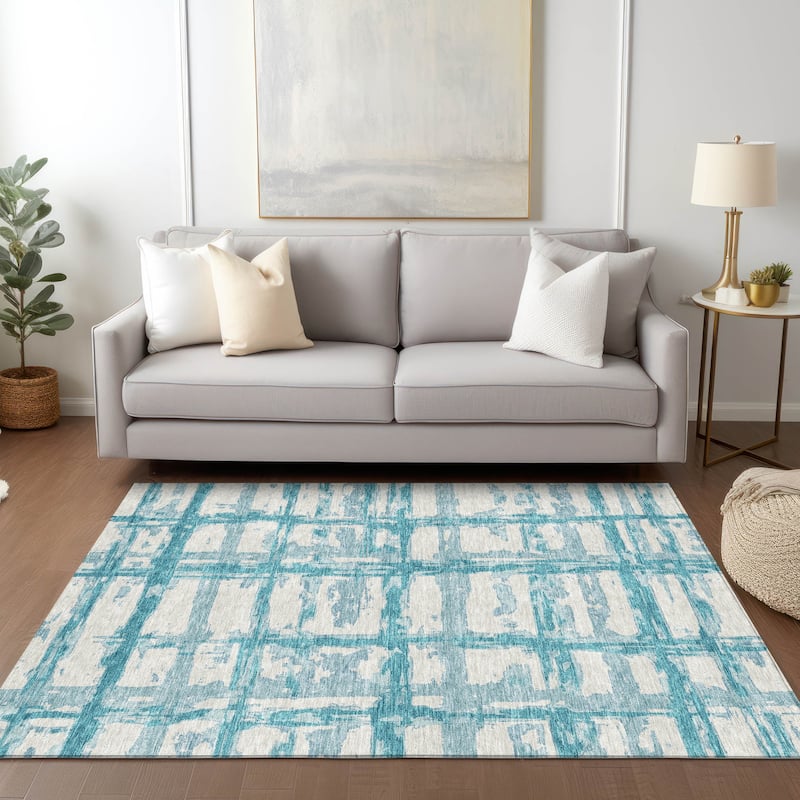 Machine Washable Indoor/ Outdoor Chantille Abstract Contemporary Rug