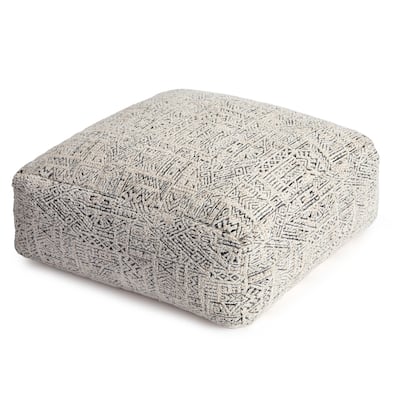 Jani Escondido 34-inch Gray & Ivory Oversized Pouf Ottoman - Stylish Footrest for Living Room, Bedroom