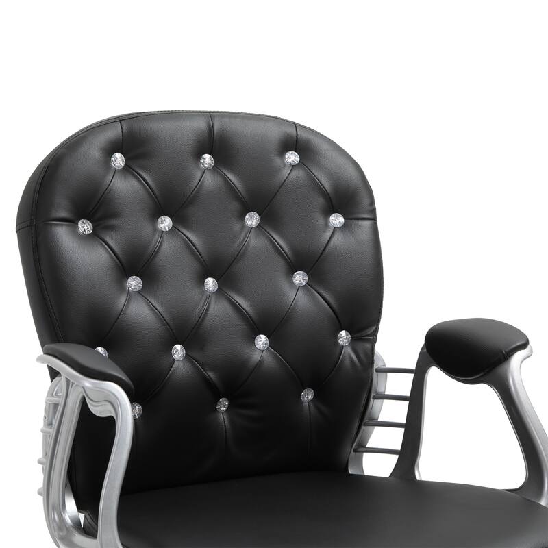 Vinsetto Faux Leather Office Chair Tufted Backrest Swivel Rolling Wheels Task Chair with Height Adjustable Armrests