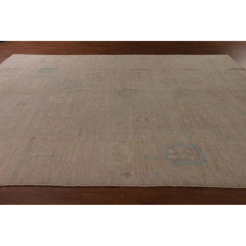 Vegetable Dye Oushak Area Rug Handmade Floral Wool Carpet - 9'2" x 12'2"