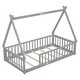 preview thumbnail 78 of 78, Toddler Floor Bed with Fence Guardrails, Wood Slat Support, Tent-shaped Bed with Roof Frame - Available with or without Door