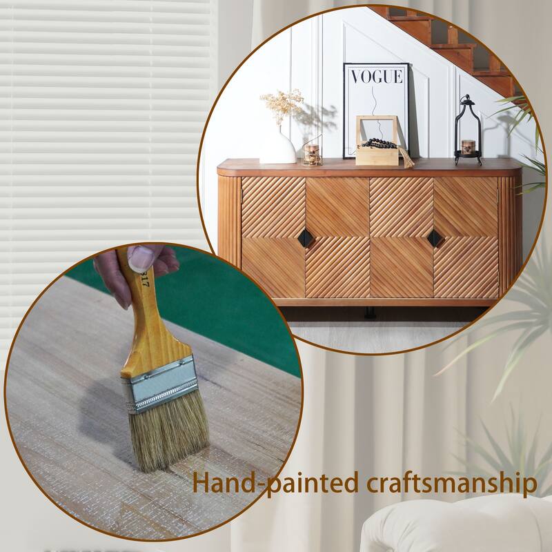 Modern Accent Buffet Cabinet Freestanding Sideboard Storage Cabinet with Adjustable Shelves and 4 Doors for Hallway, Entryway