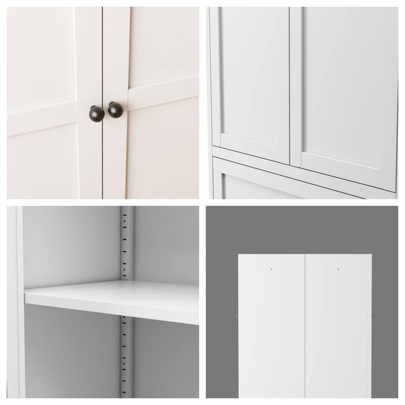 34.6" Metal Pantry Cabinet with Adjustable Shelves & Easy-Grip Handles