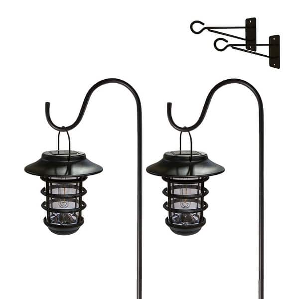 slide 1 of 9, Classy Caps Black Nottingham Solar Hanging Coach Light (Set of 2)