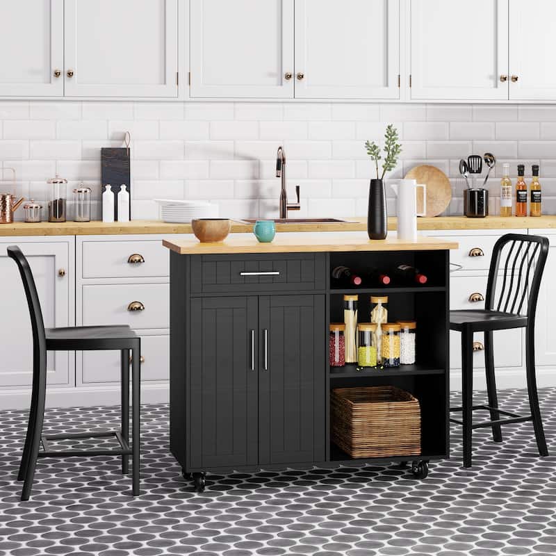 Futzca Kitchen Island Cart with Storage Cabinet and Drawers - N/A