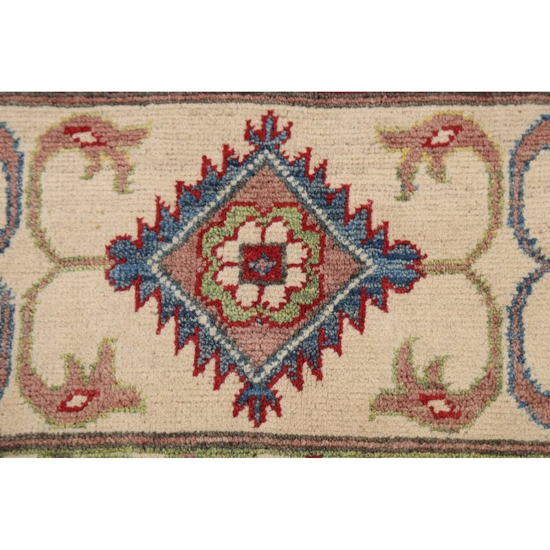 Traditional Geometric Kazak Oriental Wool Area Rug Hand-knotted Carpet - 7'11" x 9'11"