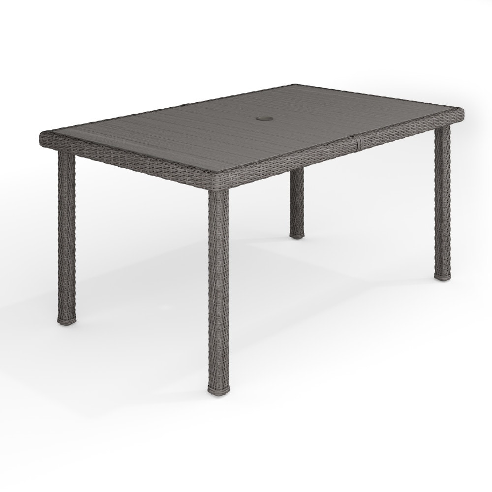 62" Outdoor Rattan Wicker Patio Table with Engineered Wood Top - 39"W x 62"D x 30"H