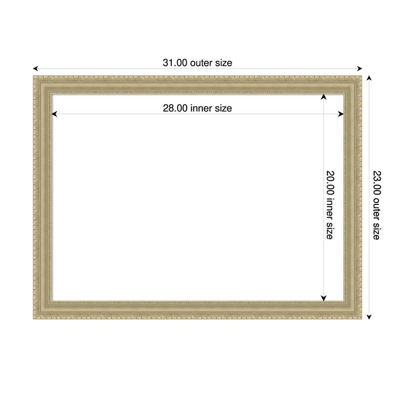 Amanti Art Champagne Teardrop Framed Dry Erase Magnetic Board - 31 x 23 in