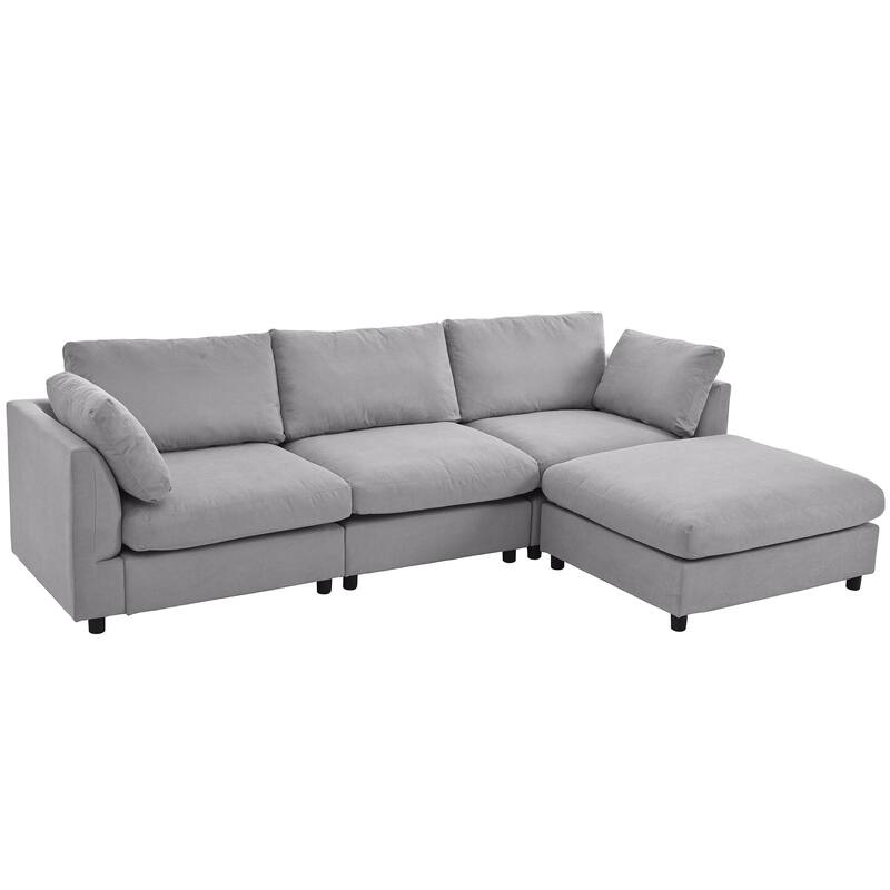 Convertible Sectional Sofa, L Shaped Couch with Reversible Chaise, Gray Polyester