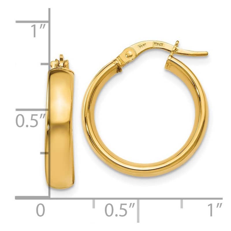 Curata 14k Yellow Gold Polished 20x4mm Domed Classic Earrings