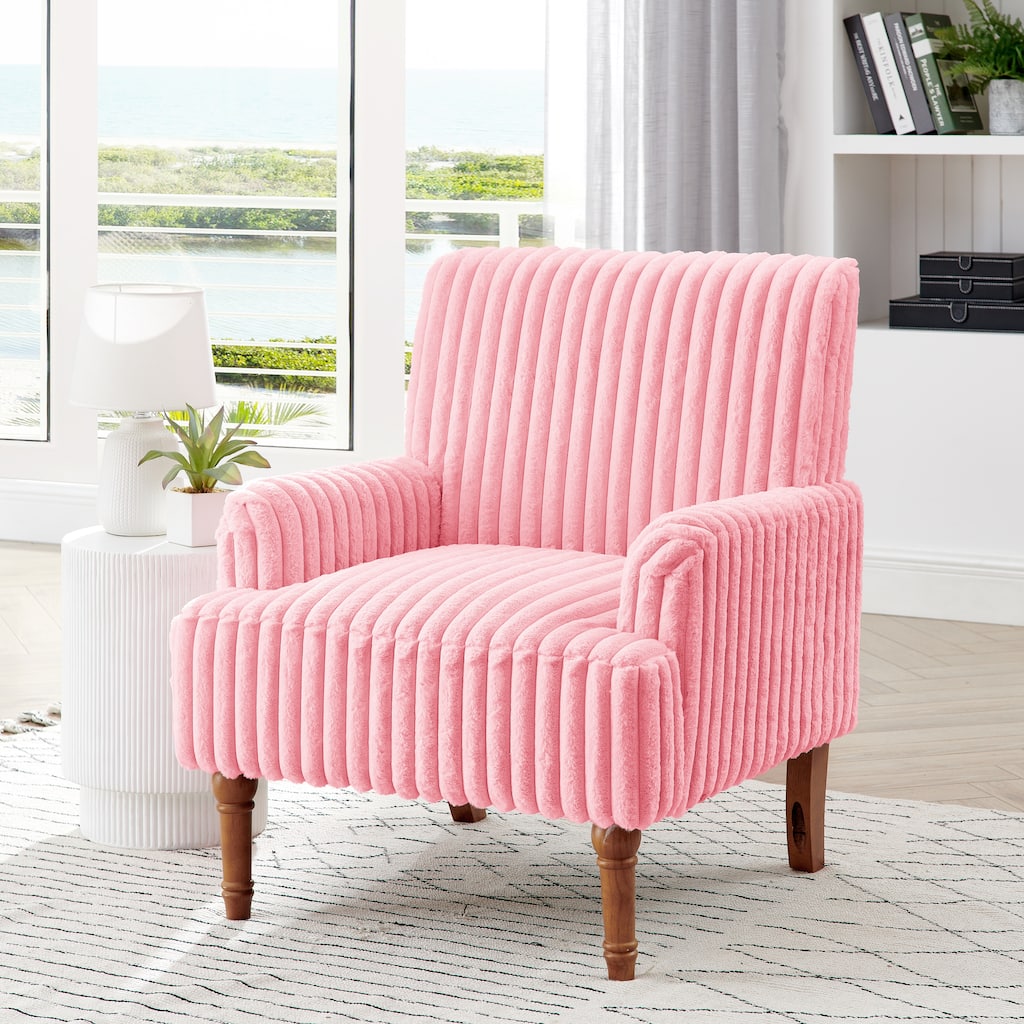 Modern Accent Chair with 2" Wide Wale Corduroy, 9" Solid Wood Legs, Comfortable Upholstered Armchair for Living Room