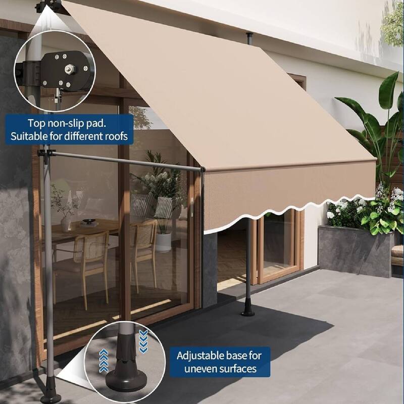 Outdoor Sunshade Shelter, Manual Patio Retractable Awning, UV Protection for Backyard Garden - N/A