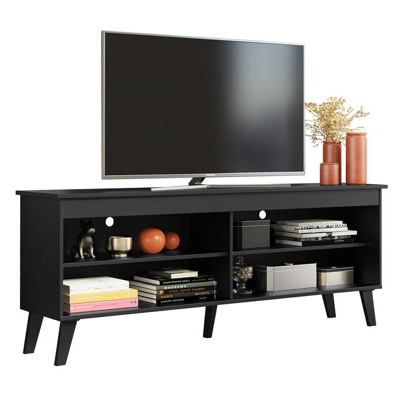 Madesa TV Stand Unit with 4 Shelves and Cable Management for 55, 65 Inch Media Modern Entertainment Center - 53 inches - Black
