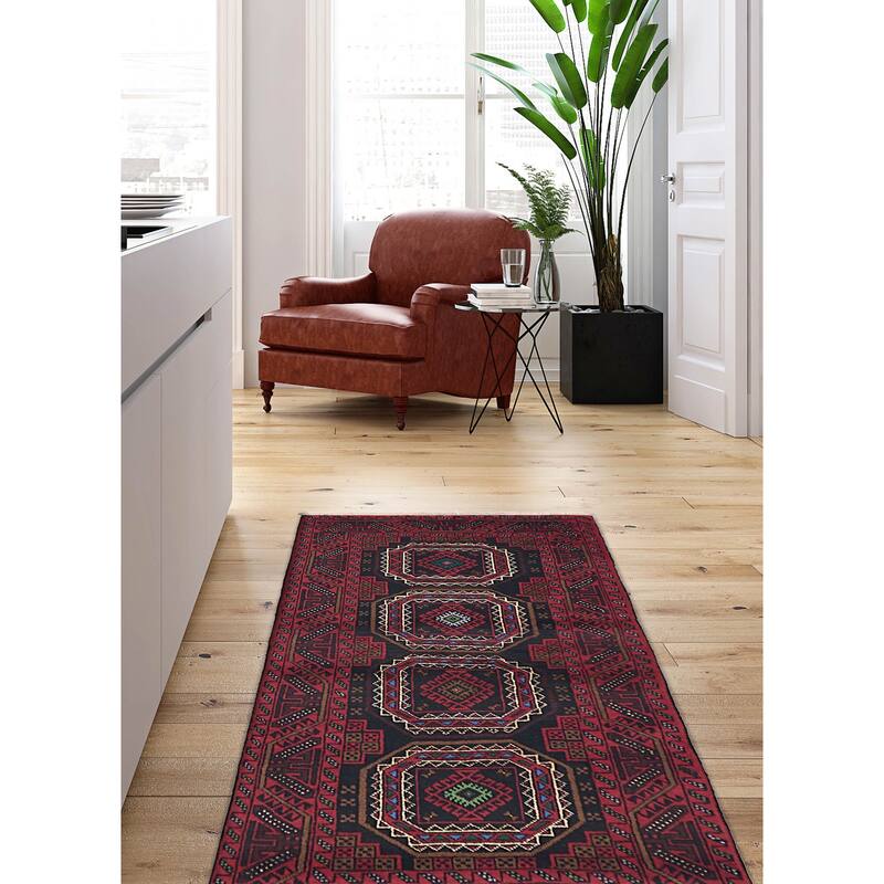 ECARPETGALLERY Hand-knotted Teimani Black, Red Wool Rug - 3'1 x 5'11