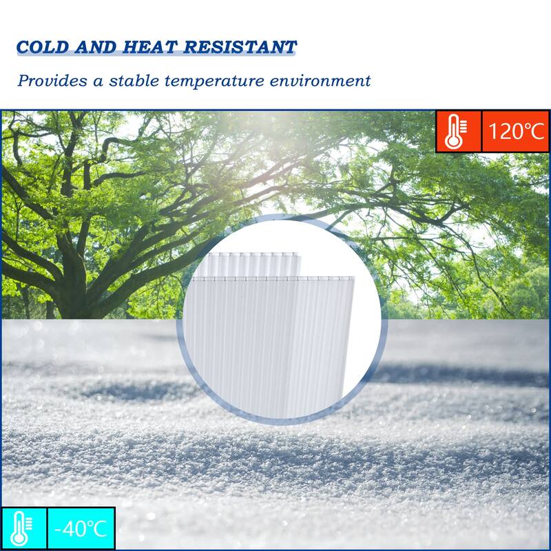 Aoodor 6-Pack Polycarbonate Panels, UV-Protected Waterproof Clear Sheets, Twin-Wall Design for Greenhouses and Gazebos