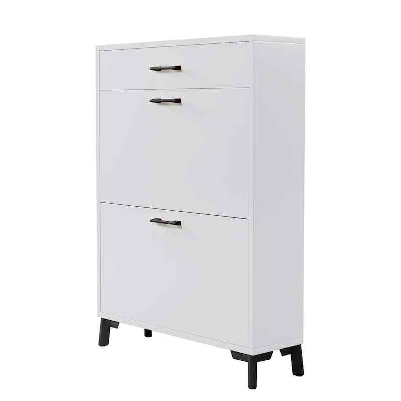 Hidden Shoe Rack Storage for Entryway,Free Standing Shoe Organizer with 2 Flip Drawers