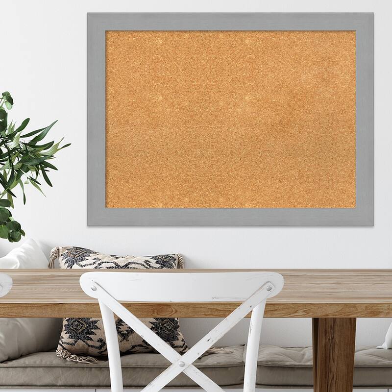 Brushed Nickel Framed Cork Bulletin Memo Board