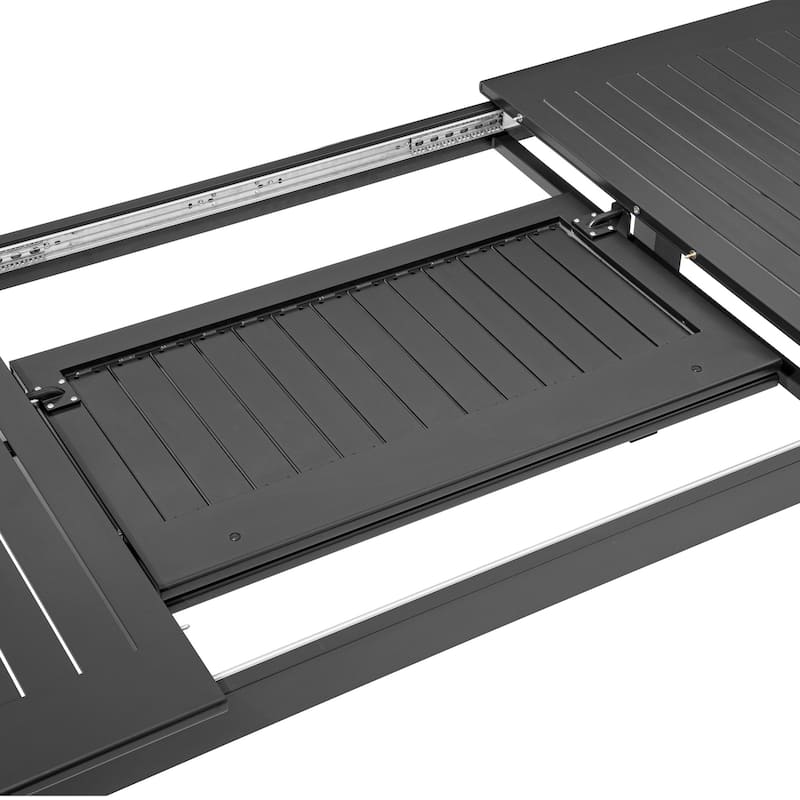 Outdoor Dining Extending Table Rectangular with Extension Leaf, Expandable Aluminum Table - See Picture