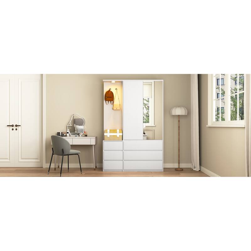 Wardrobe Closet 70.8" H, Bedroom Wooden Wardrobe with 3 Doors 2 Drawers, Modern Clothing Storage Cabinet Combination