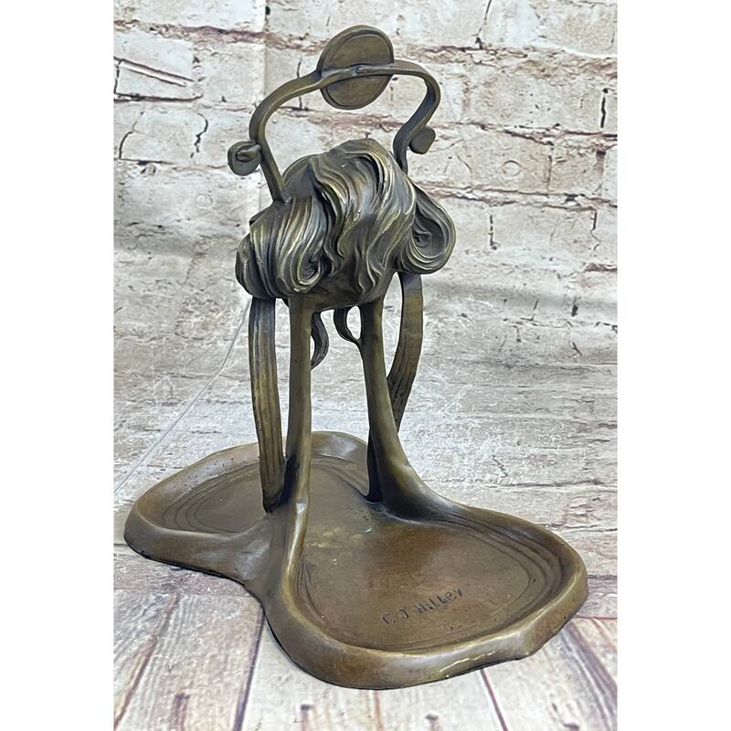 Art Deco Art Nouveau Austria Bronze Nude Lady Card Jewelry Trinket Tray Ashtray