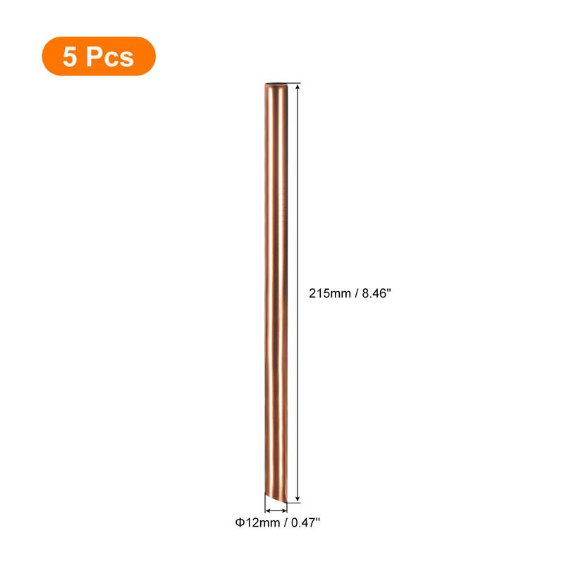 5Pcs 8.5" Bevel End Stainless Steel Straws Reusable Metal Straw - Rose Gold
